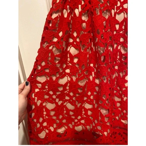 Elegant Red Lace Midi Dress